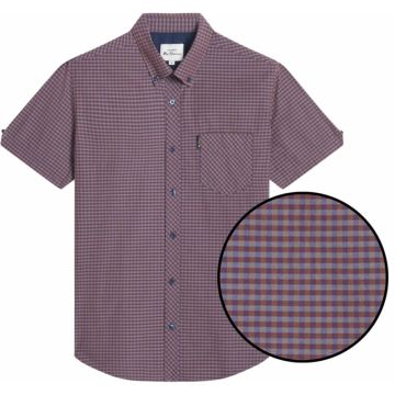 Ben Sherman Mens Big Size Signature Check Button Down Collar Casual Short Sleeve Shirt With Breast Pocket