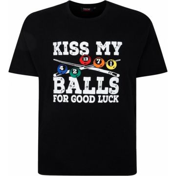 Espionage Mens Big Size Kiss My Balls Print Crew Neck T Shirt