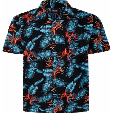 Espionage Mens Big Size All Over Leaf Print Short Sleeve Shirt