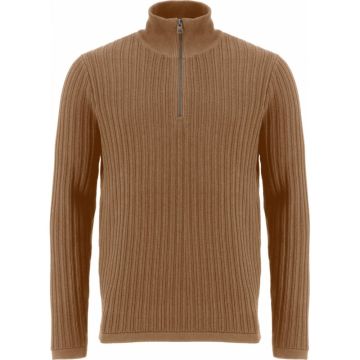 Fynch Hatton Mens Big Size Rib Cotton Turtle Neck With Quarter Zip Sweater