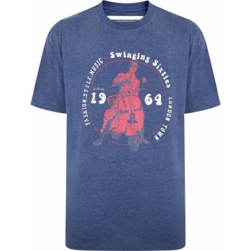 Ed Baxter Mens Big Size Swinging Sixties Print Cotton Crew Neck T Shirt