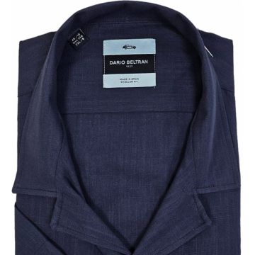 Dario Beltran Mens Big Size Textured Cotton Pyjama Collar Short Sleeve Shirt With Breast Pocket