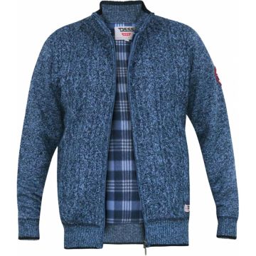D555 Mens Big Size Fleece Lined Cable Knit Full Zip Cardigan