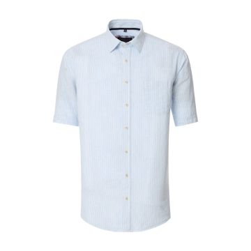 Casa Moda Mens Big Size Linen Mix Stripe Short Sleeve Shirt