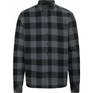 Blend Mens Big Size Brush Cotton Check Button Down Collar Casual Long Sleeve Shirt