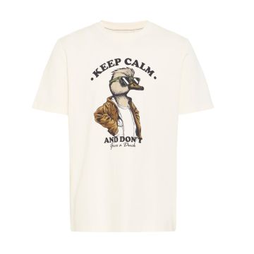Blend Mens Big Size Keep Calm Print Crew Neck T Shirt
