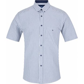 Douglas And Grahame Mens Big Size Bengal Stripe Cotton Button Down Collar Casual Short Sleeve Shirt