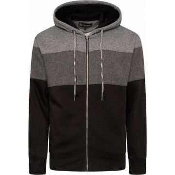 Kam Mens Big Size Three Tone Full Zip Front Hoodie With Two Front Pockets
