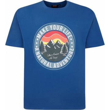 Espionage Mens Big Size Mountain Print Crew Neck T Shirt