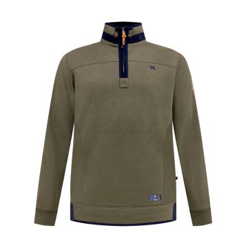 D555 Mens Big Size Quarter Zip Sweatshirt With Contrast Trim