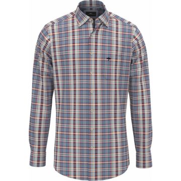 Fynch Hatton Mens Big Size Cotton Check Button Down Collar Long Sleeve Casual Shirt