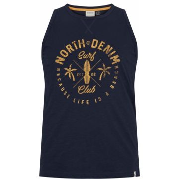 North 56°4 Mens Big Size Surf Denim Print Cotton Vest