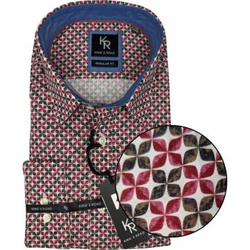 Kings Road Mens Big Size Casual Cotton Print Long Sleeve Shirt