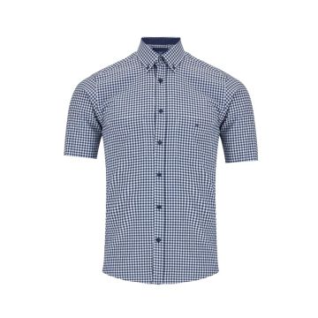 Douglas+Grahame Mens Big Size Gingham Check Button Down Collar Casual Short Sleeve Shirt