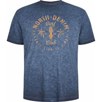 North 56 Mens Big Size Surf Print Cool Dyed Crew Neck T Shirt