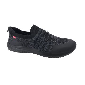 D555 Mens Big Size Navy Kingsize Hands Free Knitted Shoes Faux Laces