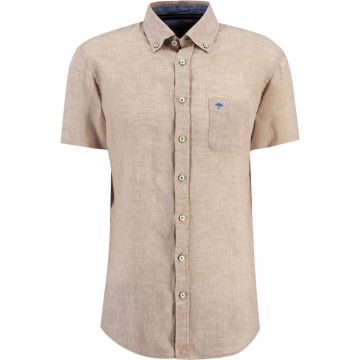 Fynch Hatton Mens Big Size Button Down Collar Pure Linen Casual Short Sleeve Shirt