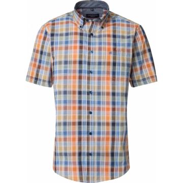 Casa Moda Mens Big Size Casual Multi Colour Check Button Down Short Sleeve Shirt