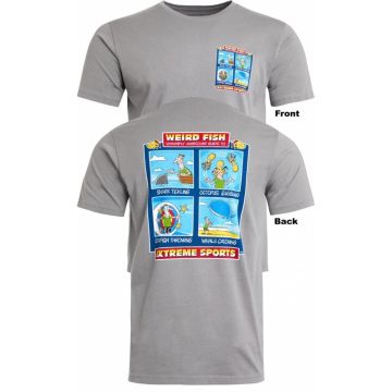 Mens Big Size Weird Fish Extreme Sports Organic Cotton Artist T-Shirt Frost Grey