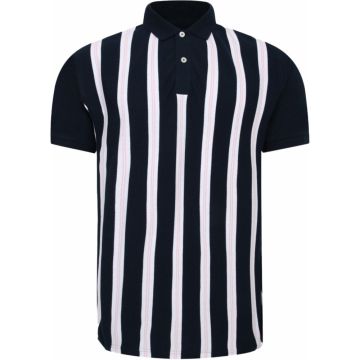 Peter Gribby Mens Big Size Honeycomb Texture Virtical Stripe Short Sleeve Polo