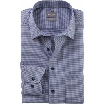 Olymp Mens Big Size Micro Dogtooth Formal Long Sleeve Shirt