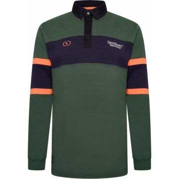 Greyhawk Mens Big Size Contrast Panel Cotton Long Sleeve Rugby Top